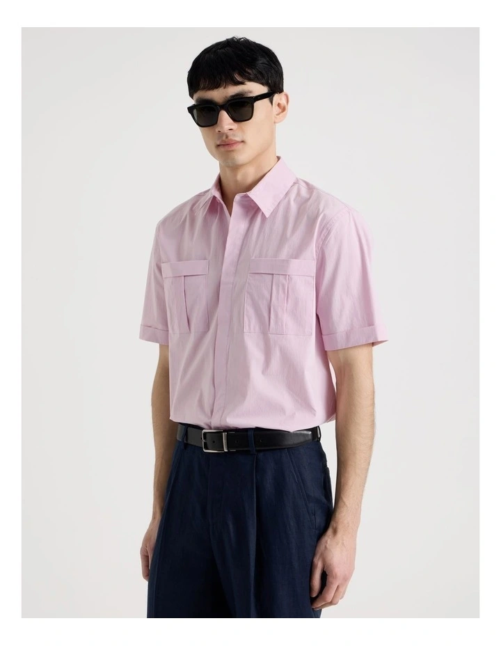 Utility Pocket Short Sleeve Shirt in Pink image 1