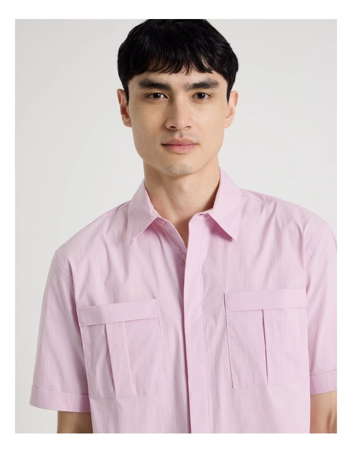 Utility Pocket Short Sleeve Shirt in Pink image 4