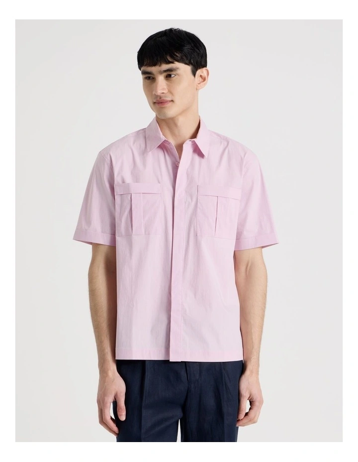 Utility Pocket Short Sleeve Shirt in Pink image 5