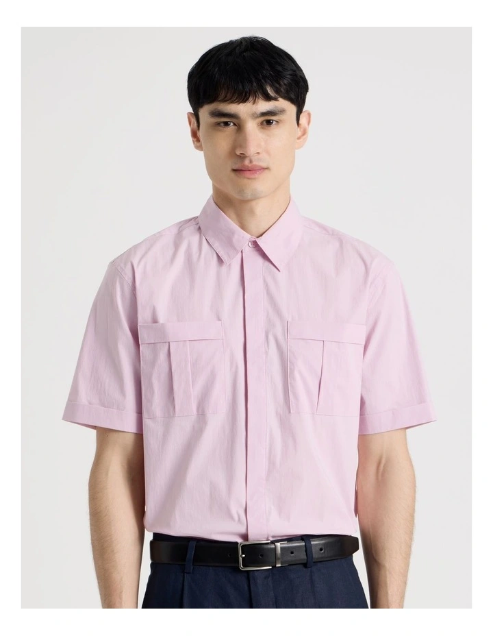 Utility Pocket Short Sleeve Shirt in Pink image 7