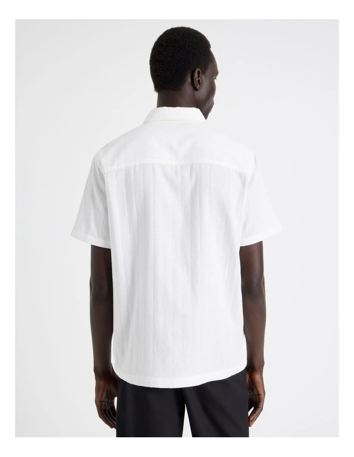 Textured Short Sleeved Shirt in White image 6