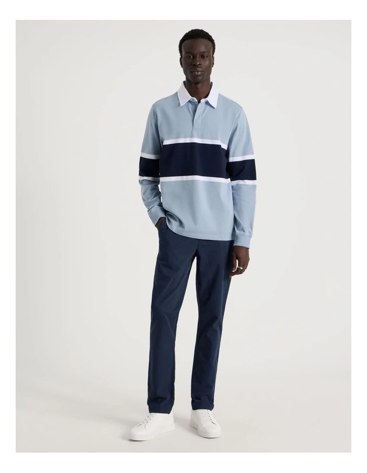 Long Sleeve Rugby Polo in Blue image 2