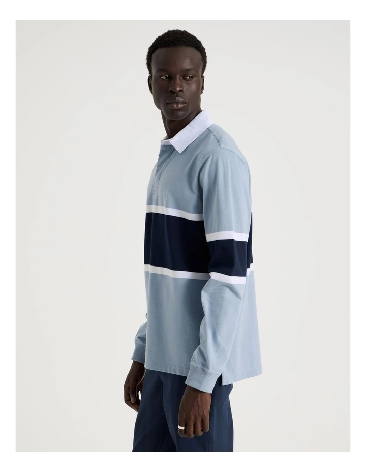 Long Sleeve Rugby Polo in Blue image 5