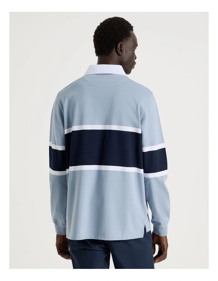 Long Sleeve Rugby Polo in Blue image 6