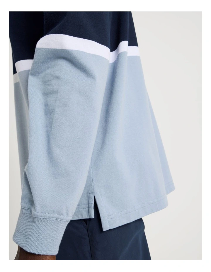 Long Sleeve Rugby Polo in Blue image 7