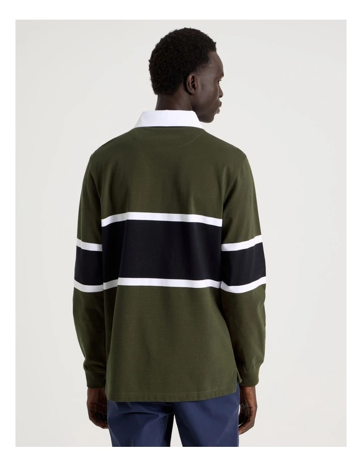 Long Sleeve Rugby Polo in Khaki image 6