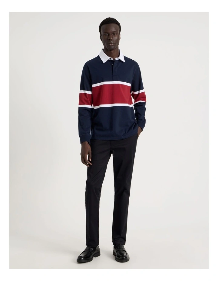 Long Sleeve Rugby Polo in Navy image 3