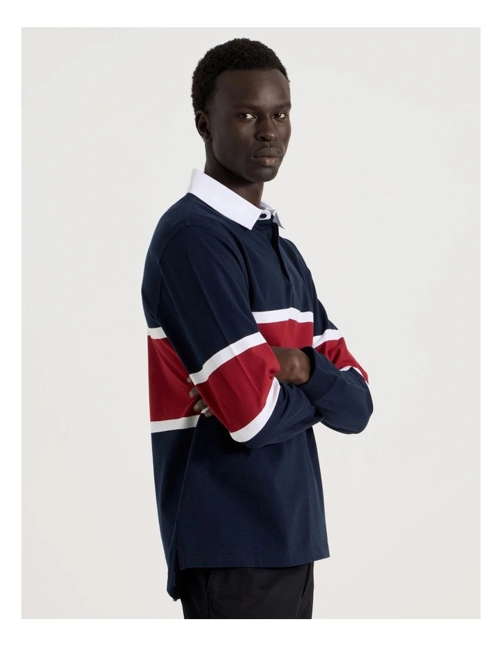 Long Sleeve Rugby Polo in Navy image 5