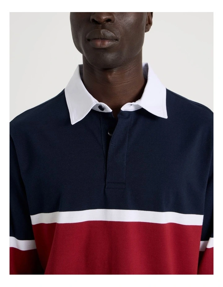 Long Sleeve Rugby Polo in Navy image 7