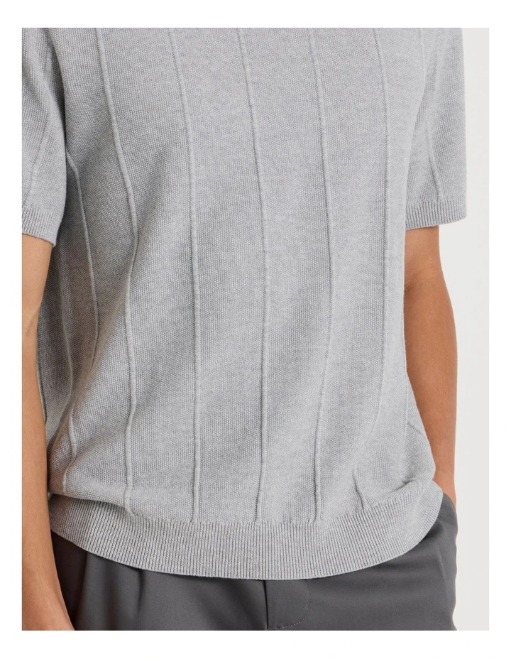 Drop Needle Knit T-Shirt in Grey image 7