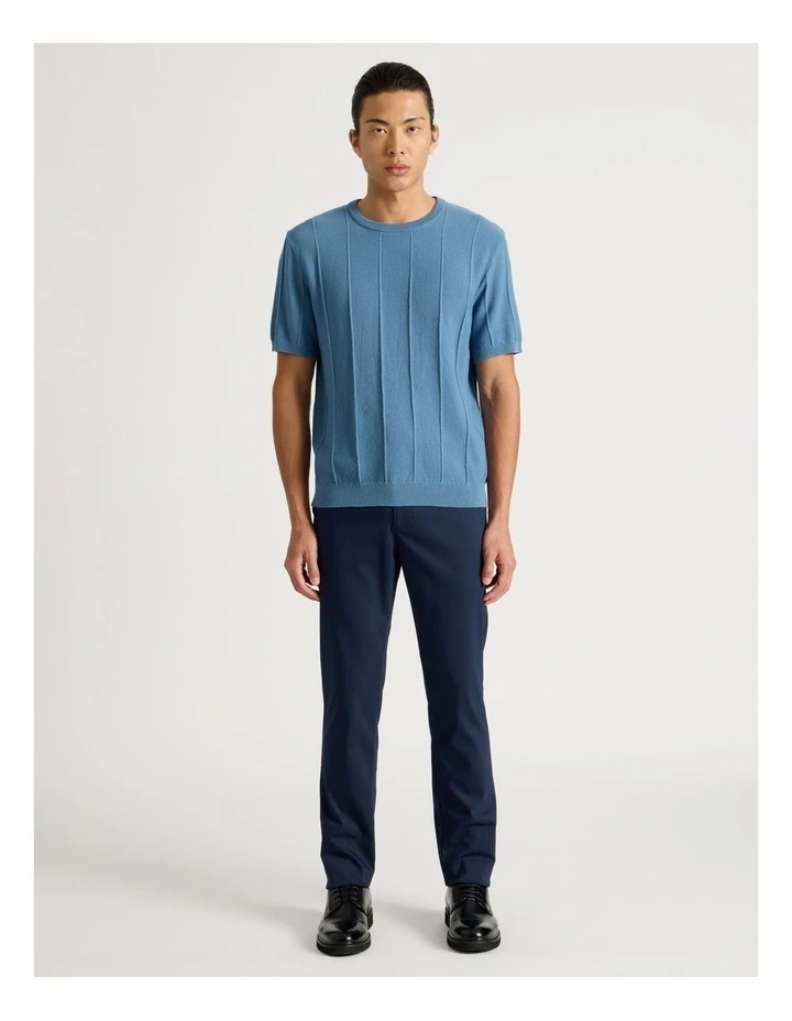 Drop Needle Knit T-Shirt in Blue image 6