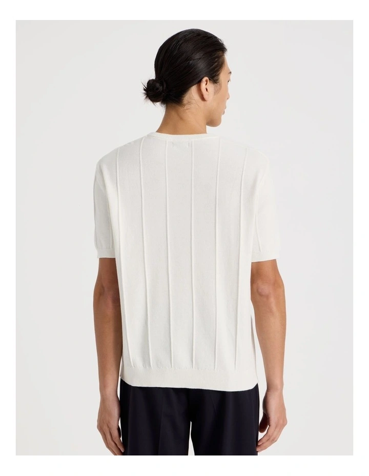 Drop Needle Knit T-Shirt in Ecru image 6