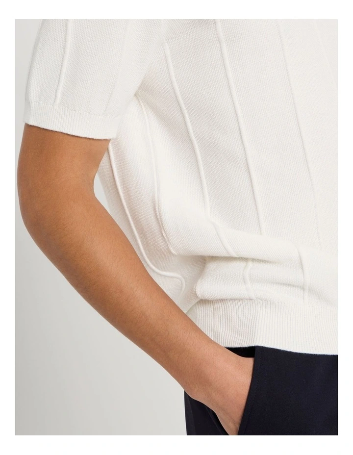 Drop Needle Knit T-Shirt in Ecru image 7