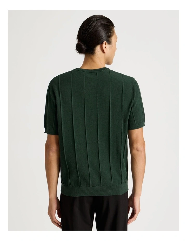 Drop Needle Knit T-Shirt in Green image 5