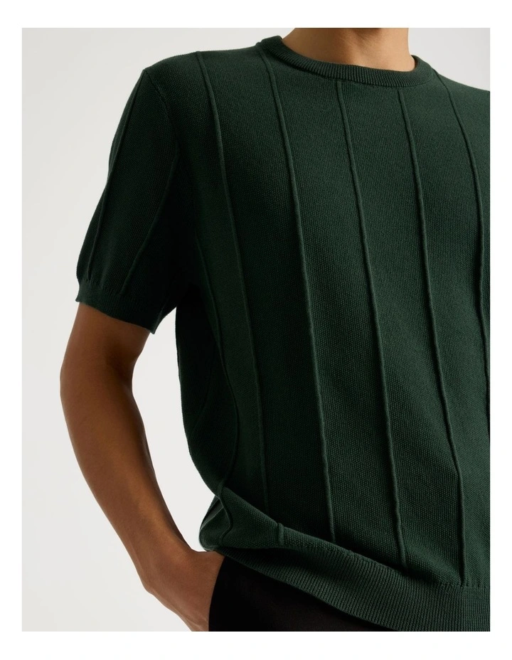 Drop Needle Knit T-Shirt in Green image 6