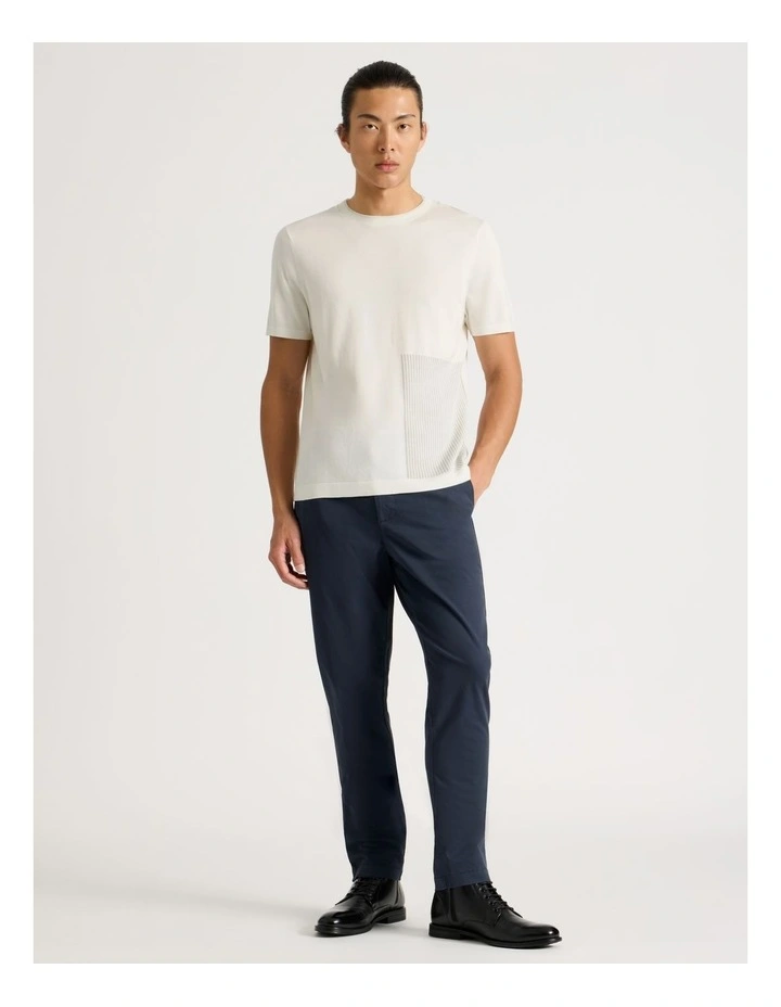 Short Sleeve With Intarsia Detail T-Shirt in White image 3