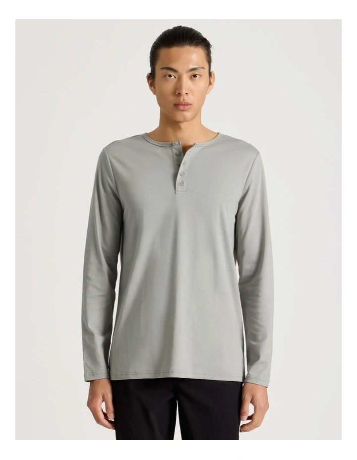 Long Sleeve Henley T-Shirt in Grey image 2