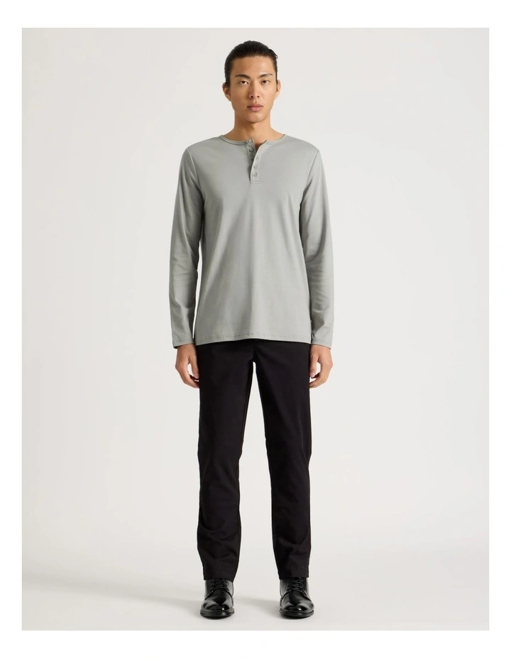 Long Sleeve Henley T-Shirt in Grey image 4