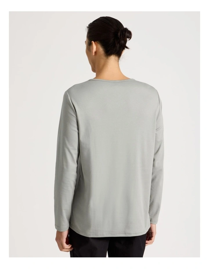 Long Sleeve Henley T-Shirt in Grey image 6