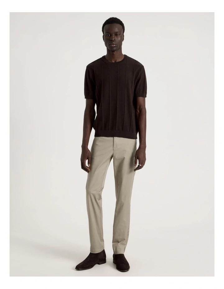 Drop Needle Knit T-Shirt in Brown image 2