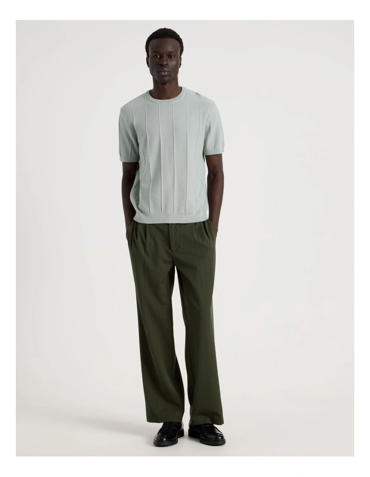 Drop Needle Knit T-Shirt in Light Blue image 3