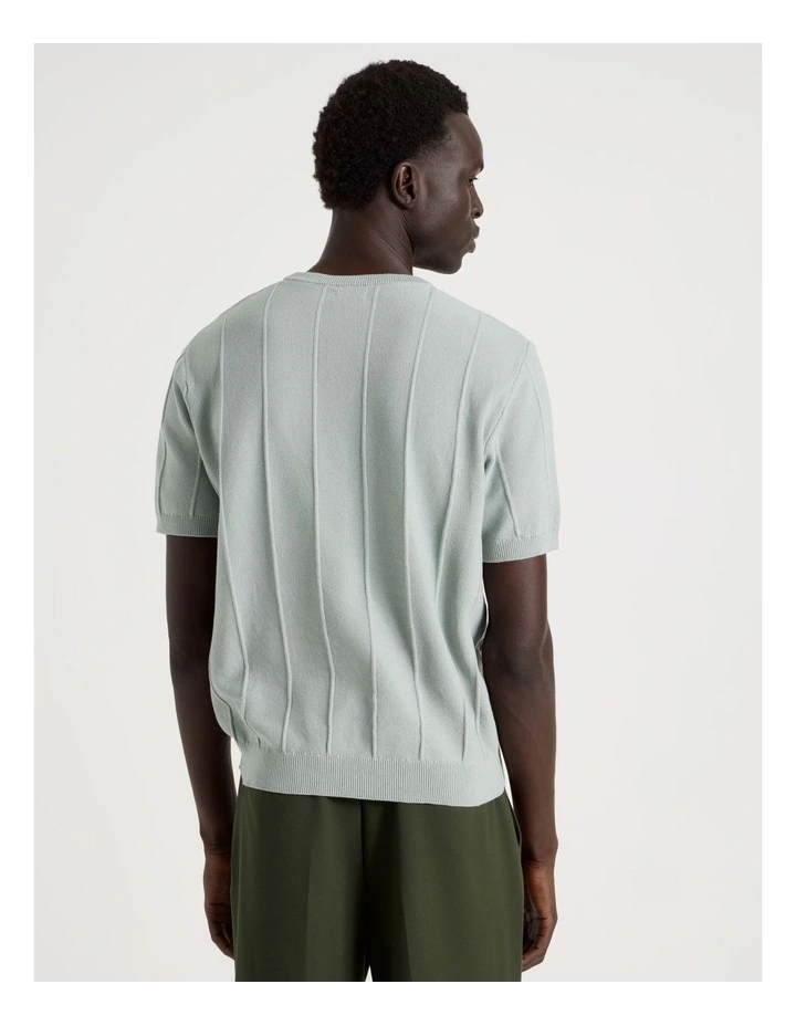 Drop Needle Knit T-Shirt in Light Blue image 6