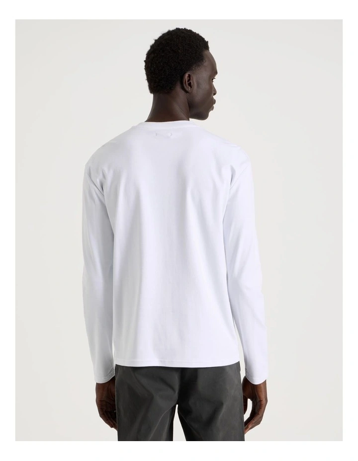 Detailed Collar Jersey Long Sleeve T/Shirt in White image 6