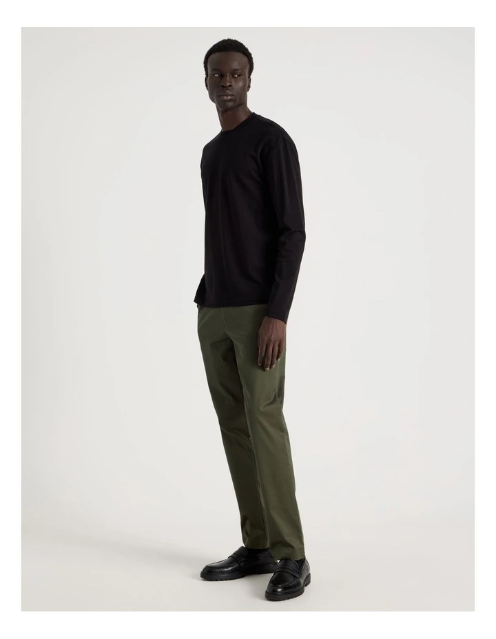 Detailed Collar Jersey Long Sleeve T/Shirt in Black image 4