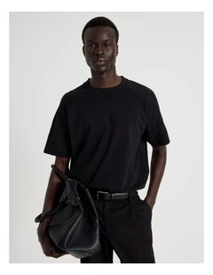 Oversized Contrast Panelled T-Shirt in Black