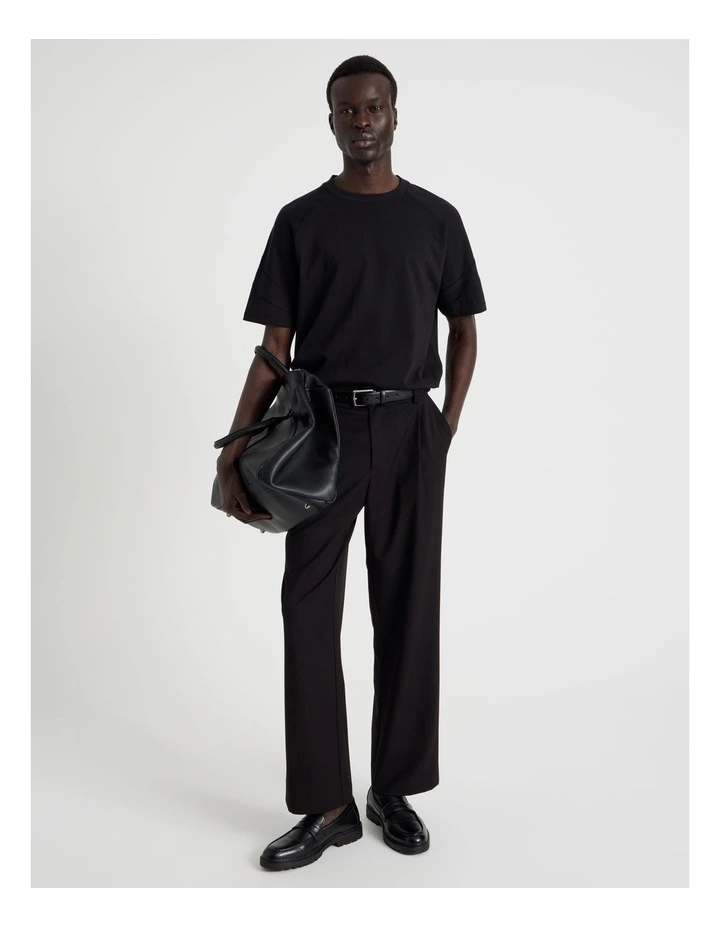 Oversized Contrast Panelled T-Shirt in Black image 2