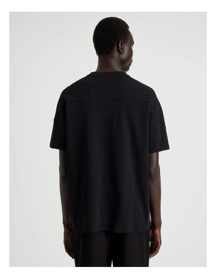 Oversized Contrast Panelled T-Shirt in Black image 6