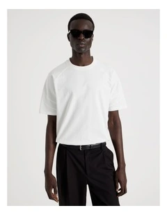 Oversized Contrast Panelled T-Shirt in White