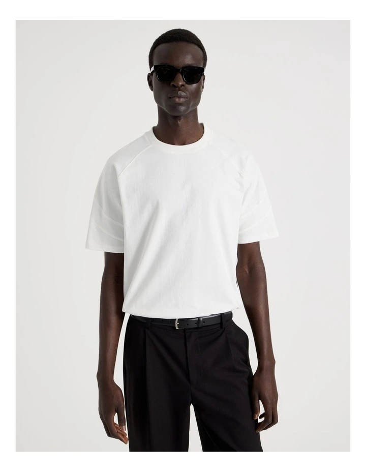 Oversized Contrast Panelled T-Shirt in White image 1