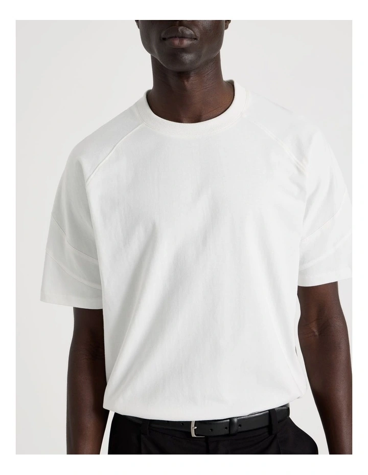 Oversized Contrast Panelled T-Shirt in White image 3