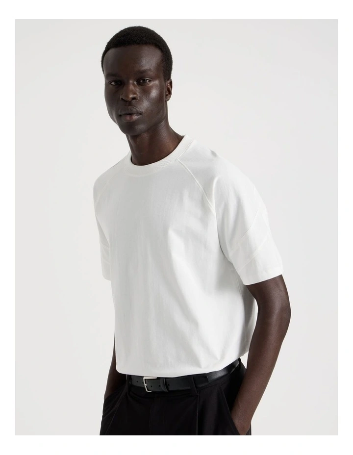 Oversized Contrast Panelled T-Shirt in White image 4