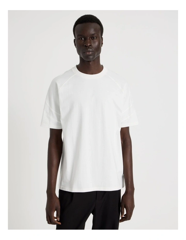 Oversized Contrast Panelled T-Shirt in White image 5