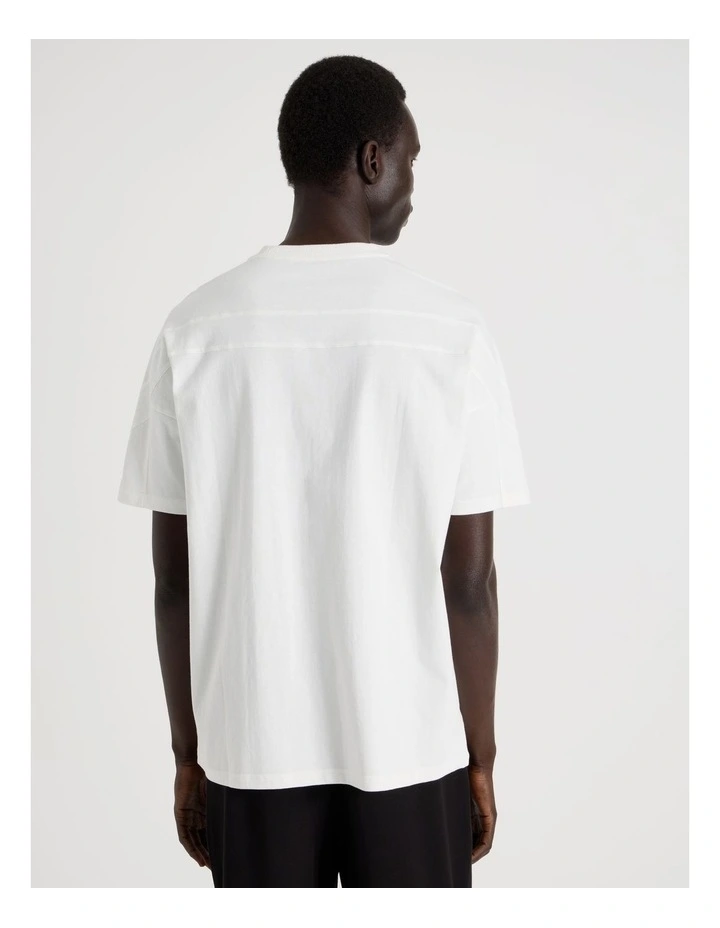 Oversized Contrast Panelled T-Shirt in White image 6