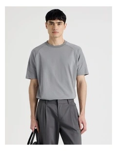 Oversized Contrast Panelled T-Shirt in Grey
