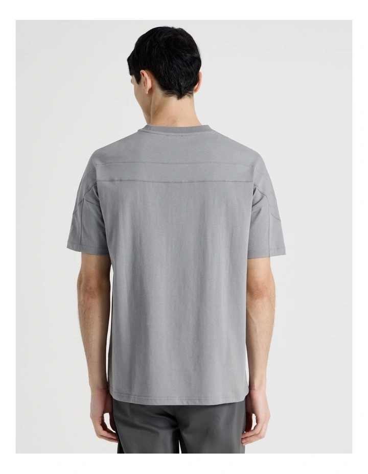 Oversized Contrast Panelled T-Shirt in Grey image 6