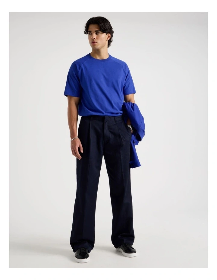 Oversized Contrast Panelled T-Shirt in Blue image 2