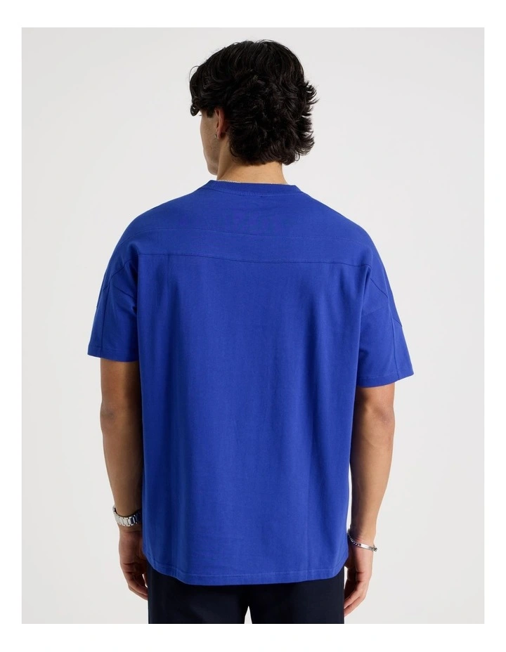 Oversized Contrast Panelled T-Shirt in Blue image 6
