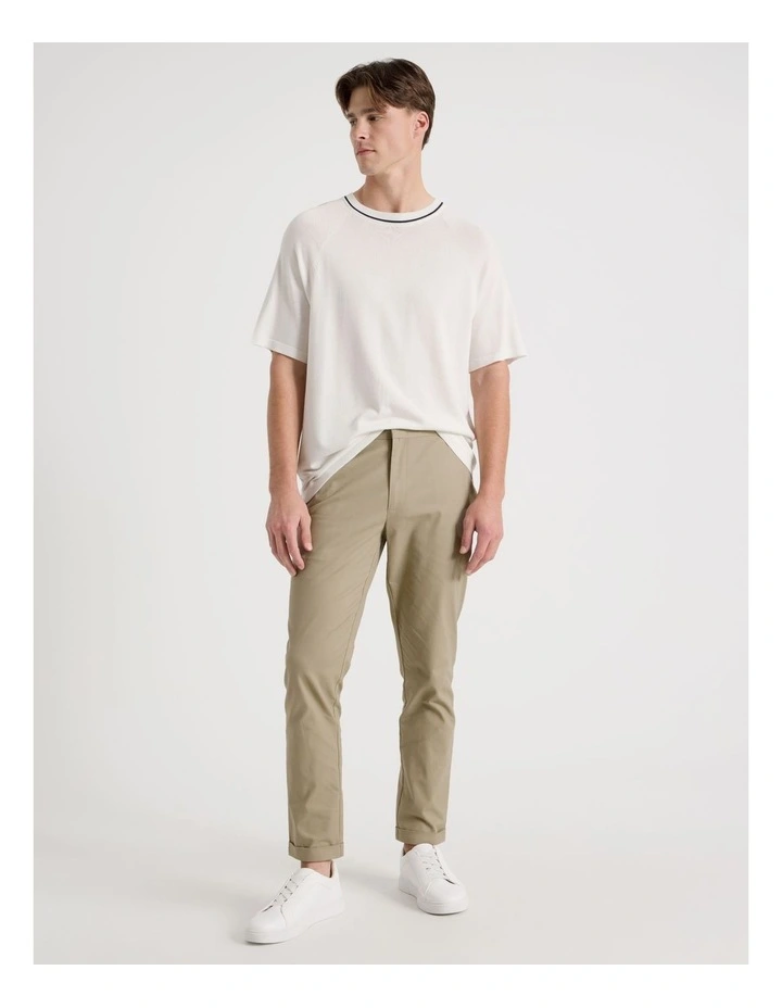 Mockneck Knit T-Shirt in White image 7