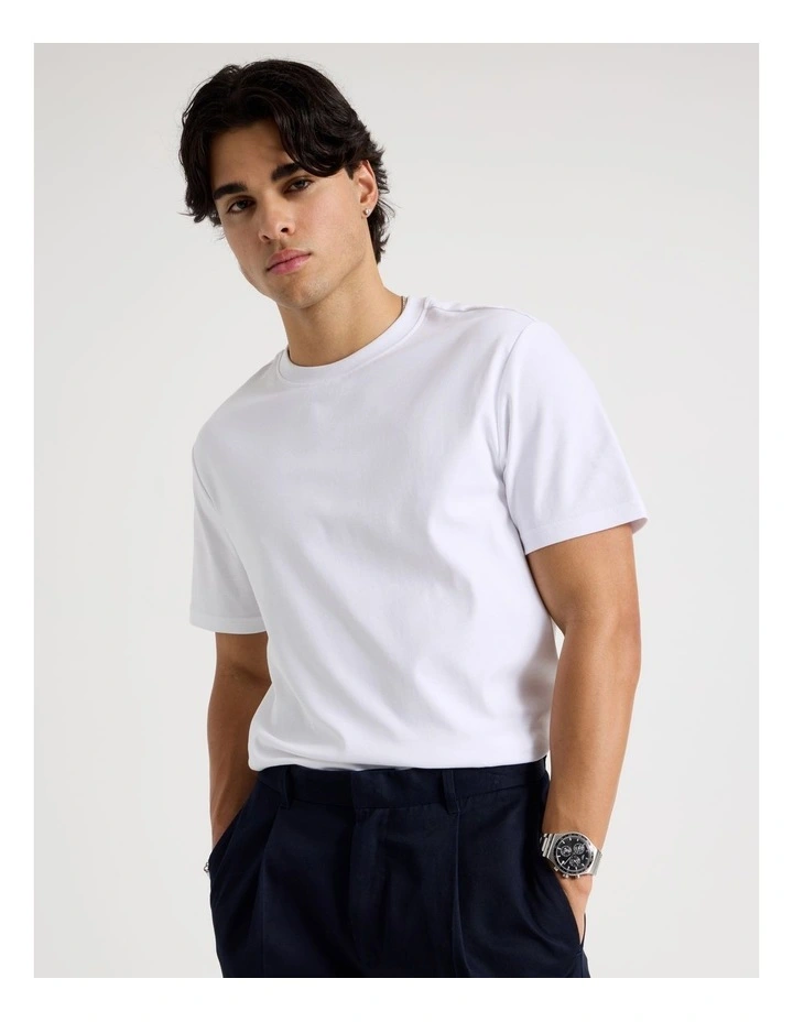 Crew Neck T-Shirt in White image 4