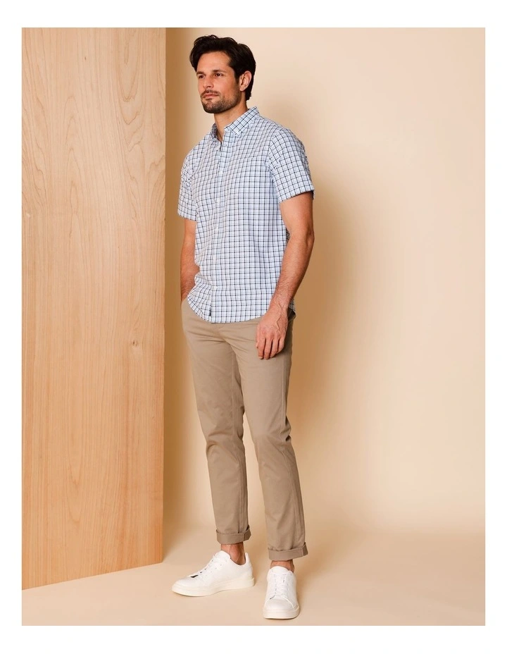Chase Short Sleeve Check Shirt in Blue image 2