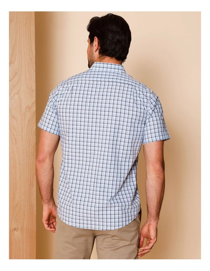 Chase Short Sleeve Check Shirt in Blue image 5