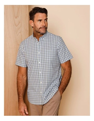 Chase Short Sleeve Check Shirt in Sage
