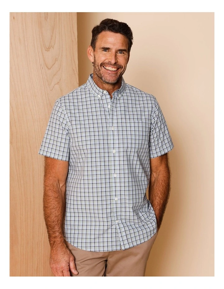Chase Short Sleeve Check Shirt in Sage image 4