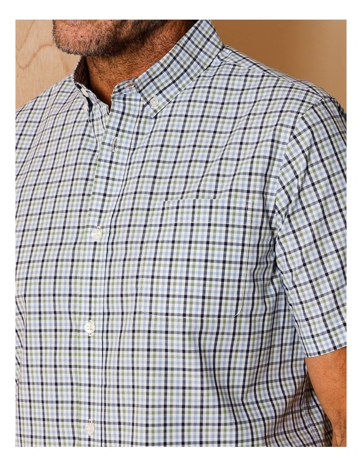 Chase Short Sleeve Check Shirt in Sage image 6