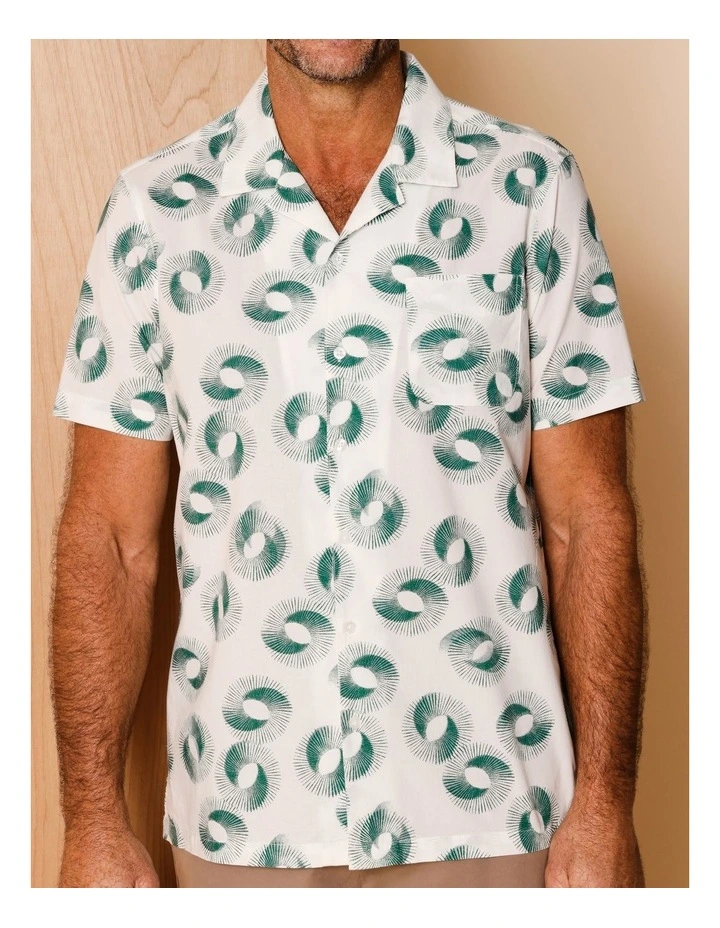 Antoni Short Sleeve Abstract Print Shirt in Green image 3