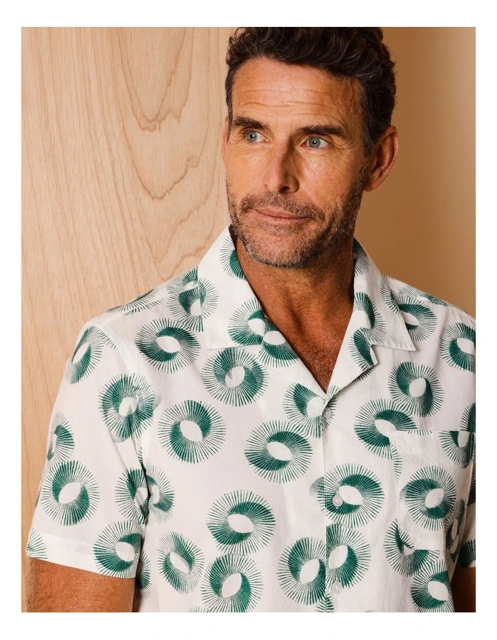 Antoni Short Sleeve Abstract Print Shirt in Green image 4